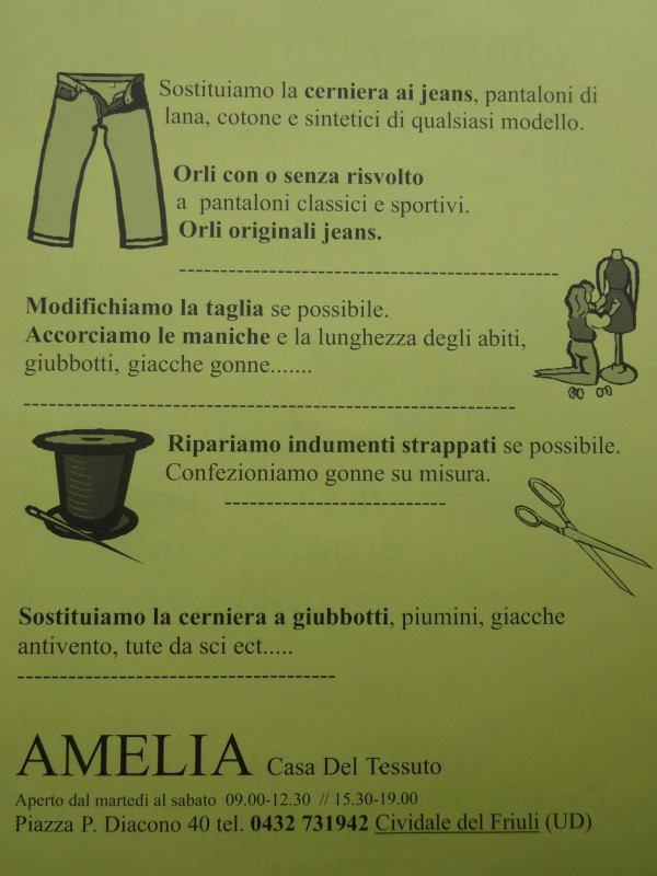 Casa del Tessuto Amelia, p.zza Paolo Diacono - servizi sartoria
